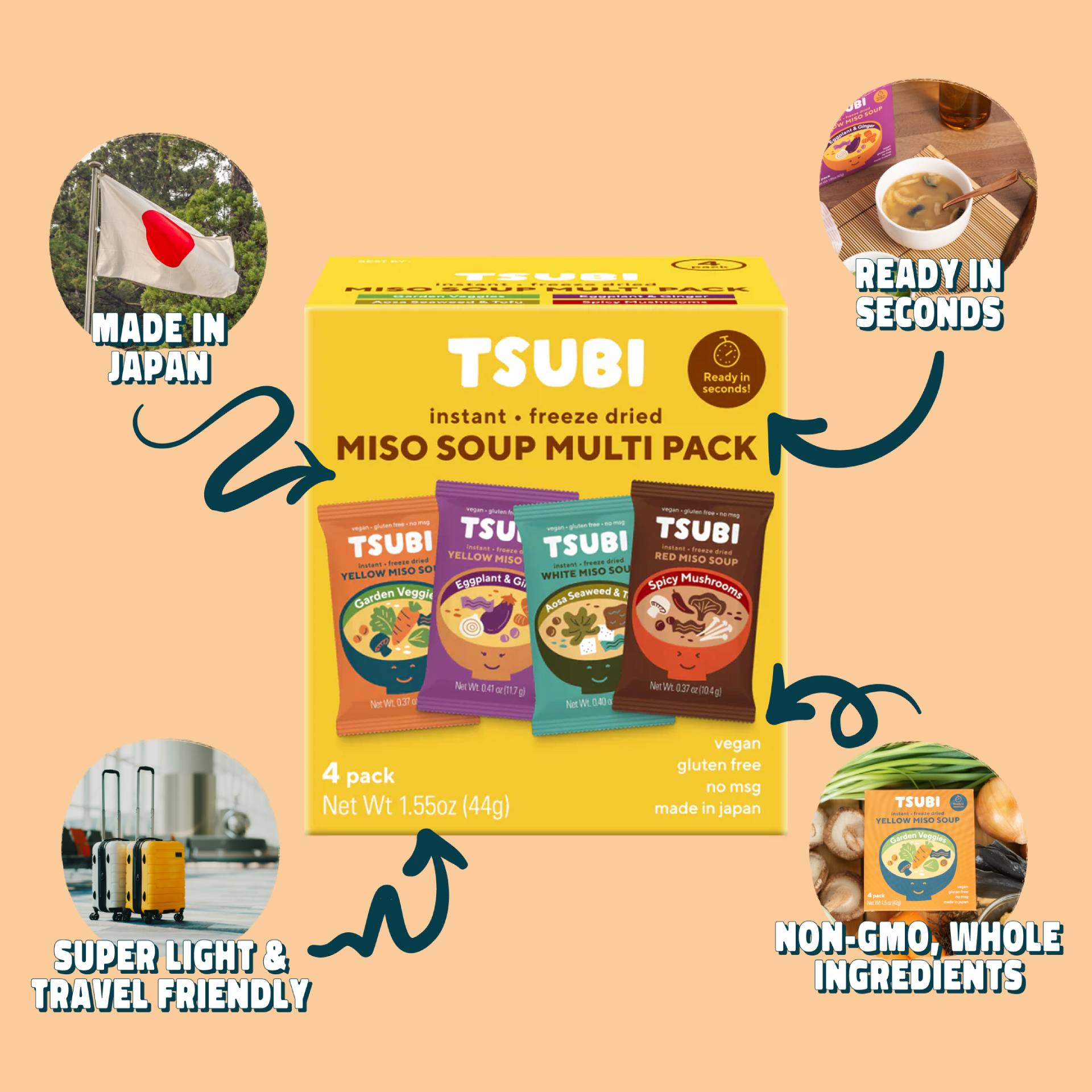 Packaged Soup Mix Multi-Pack | 4 Authentic Japanese Flavors | Made