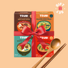 TSUBI instant freeze-dried miso soup packages with a red ribbon on a beige background