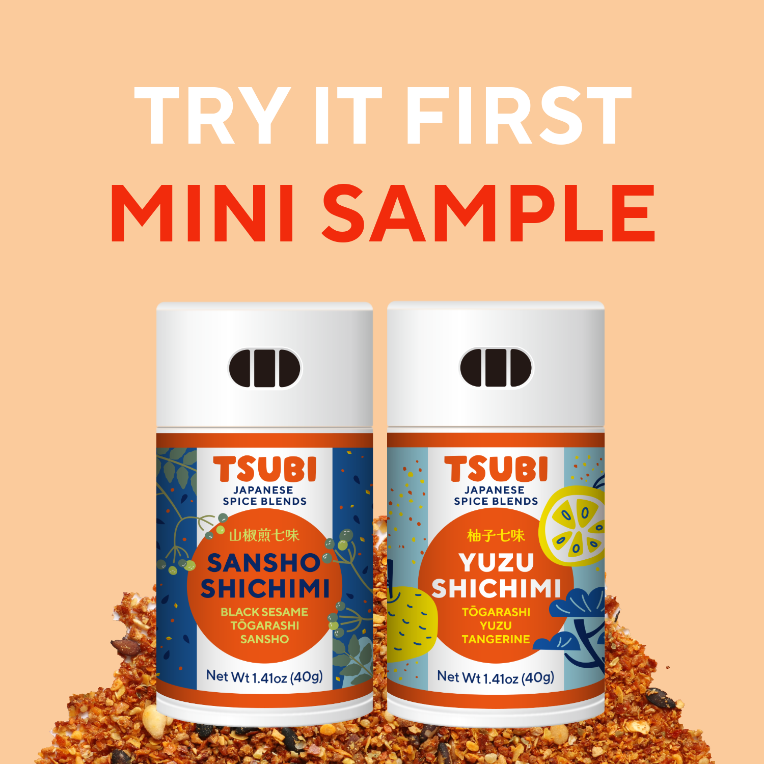 Mini Sample Set - Yuzu & Tangerine Shichimi & Sansho Shichimi with Black Sesame