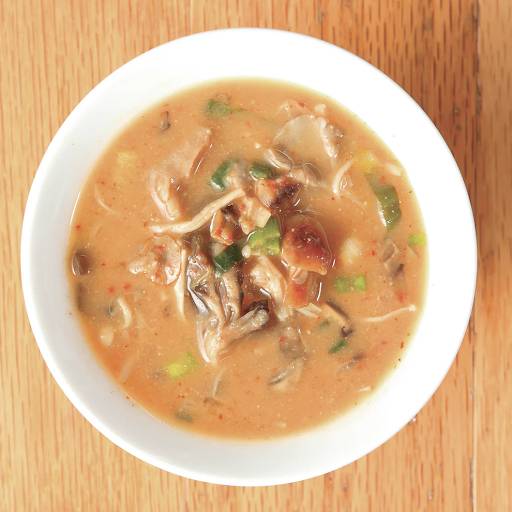 serving of instant miso soup with mushrooms