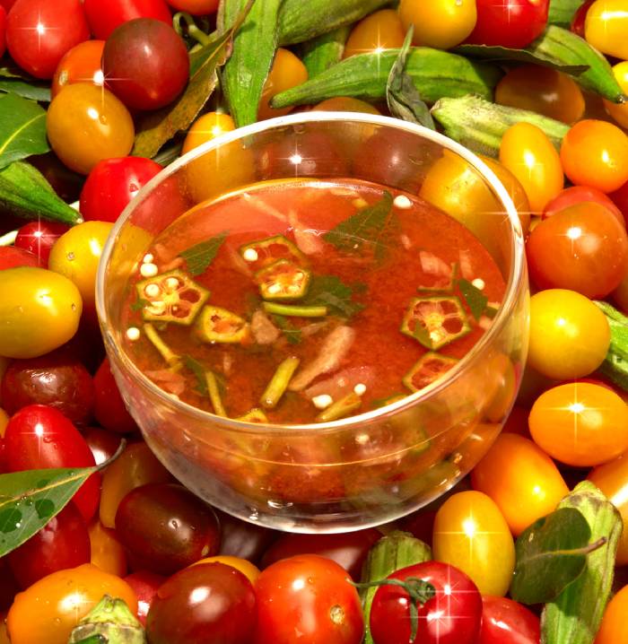 bowl of soup made from hot and sour tomato soup packets